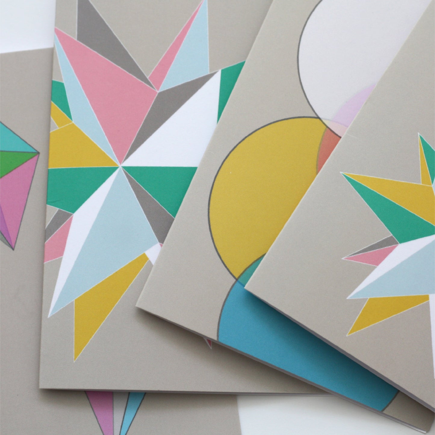 Geometric Pastel Greeting Cards, Pack of 4