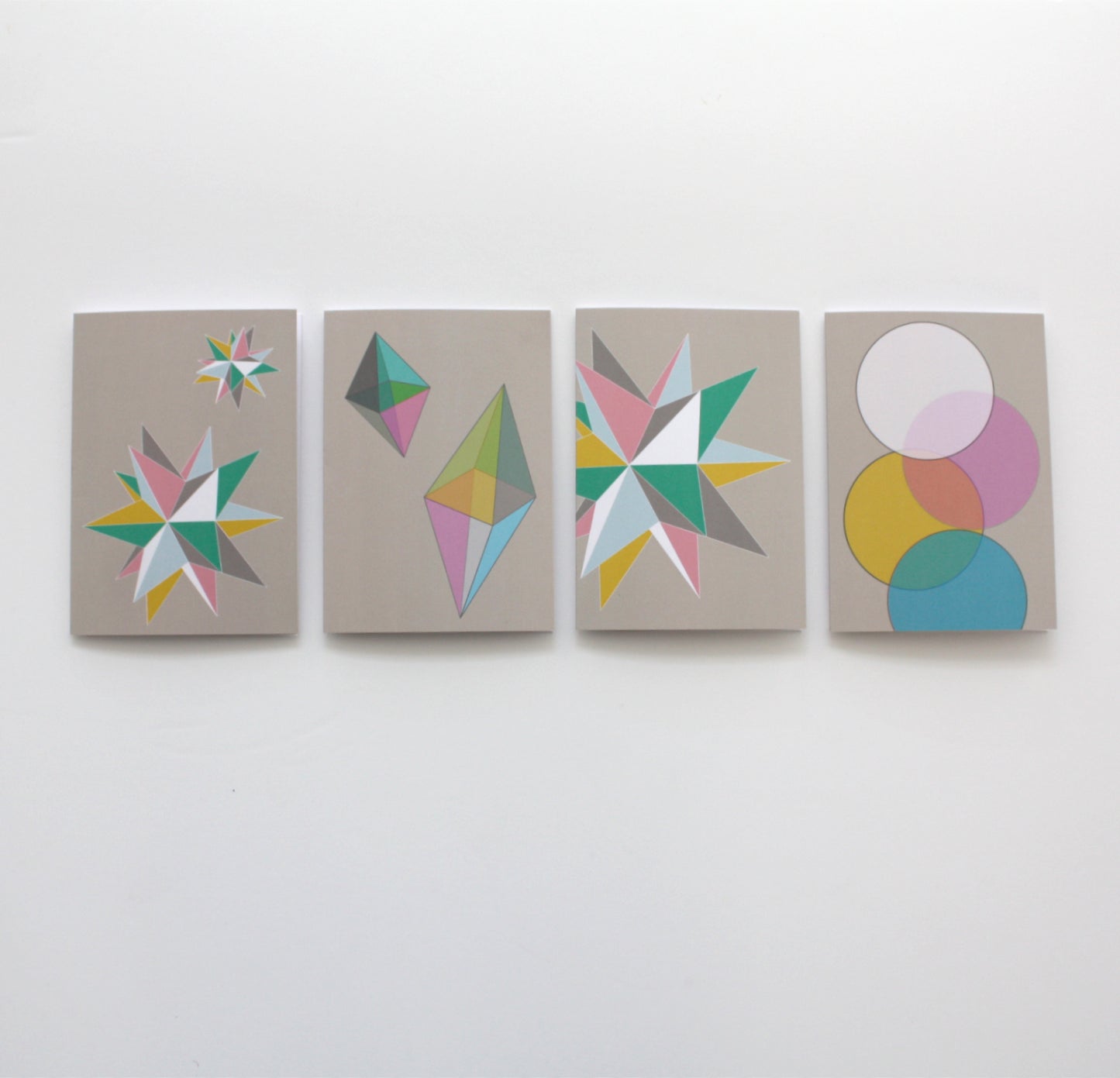 Geometric Pastel Greeting Cards, Pack of 4