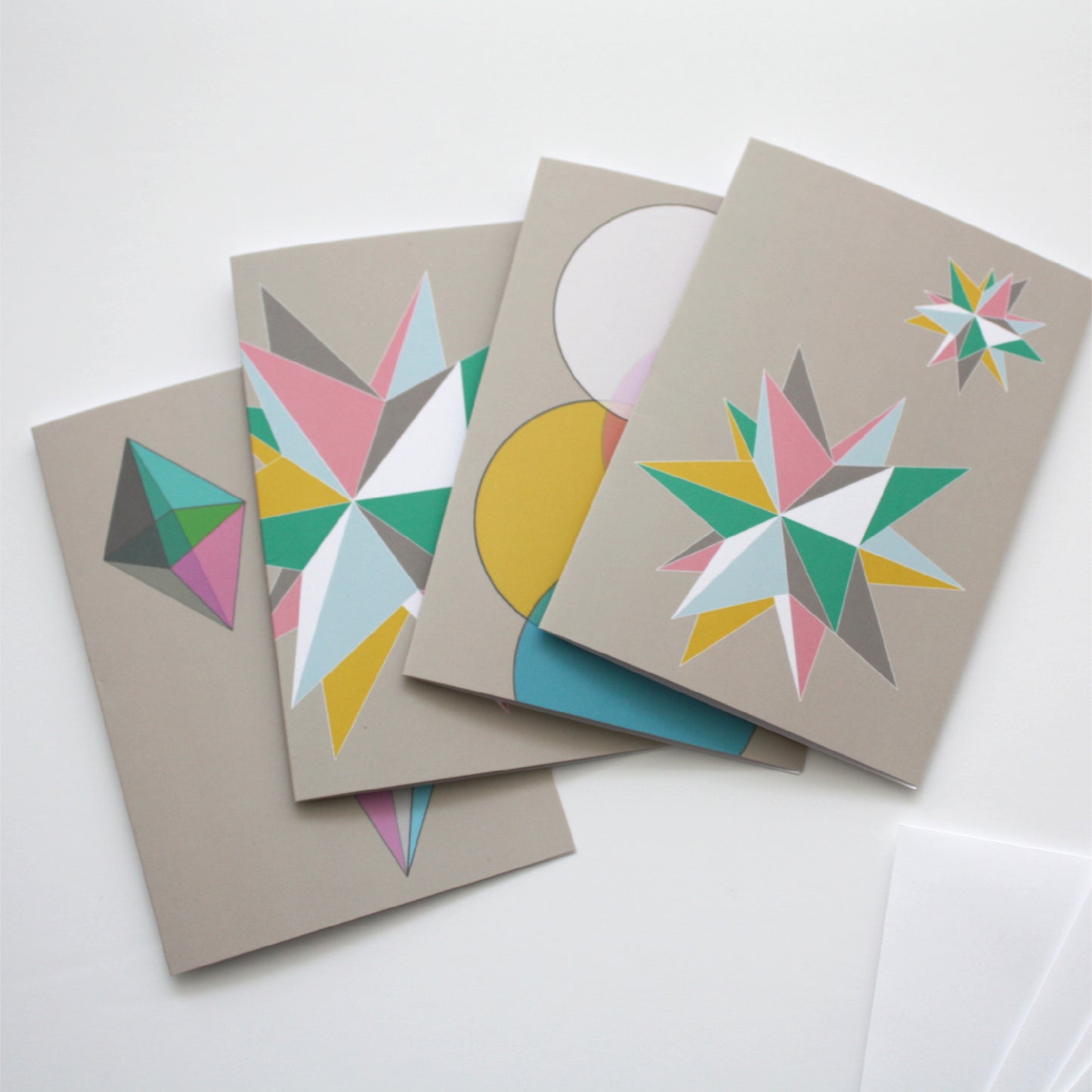 Geometric Pastel Greeting Cards, Pack of 4