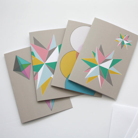 Geometric Pastel Greeting Cards, Pack of 4