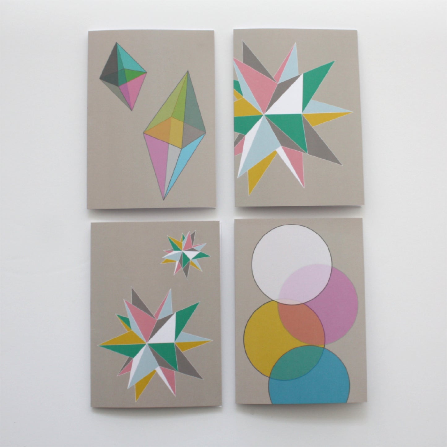 Geometric Pastel Greeting Cards, Pack of 4