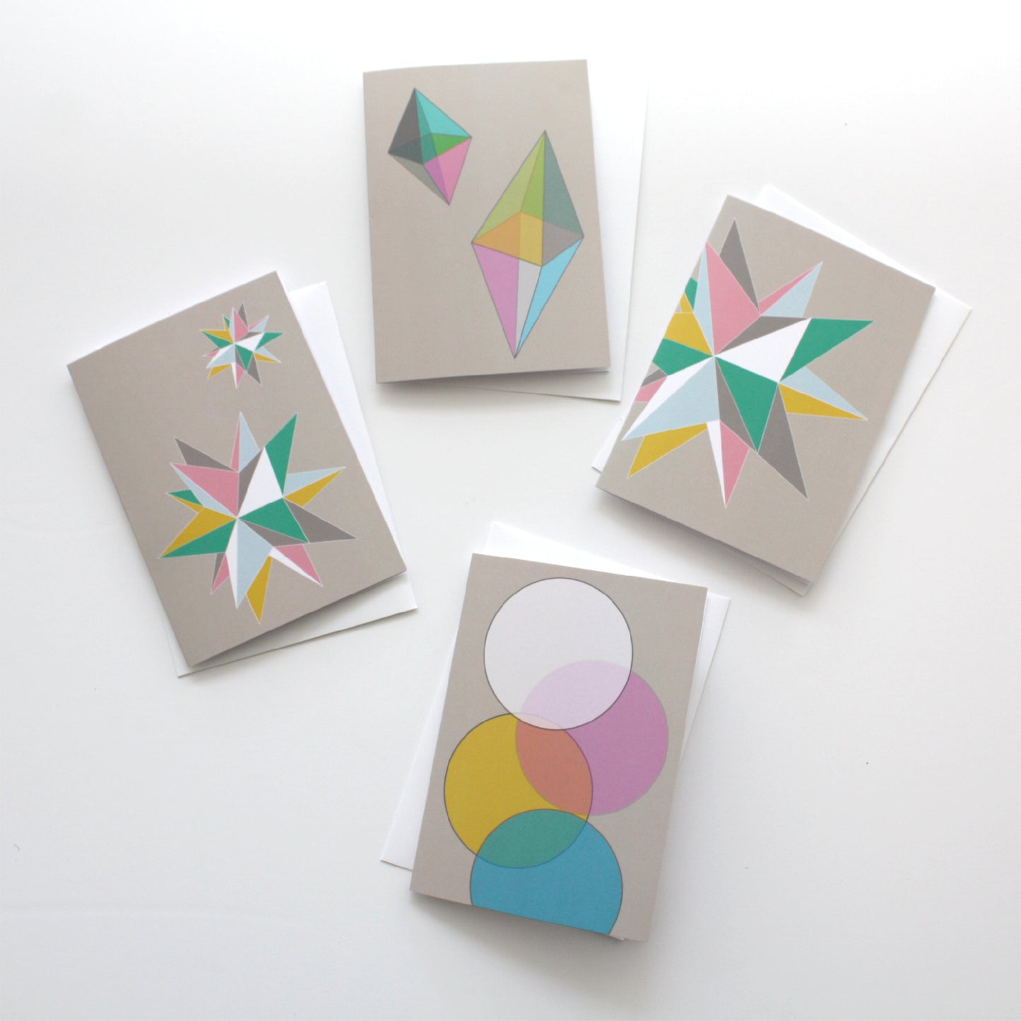 Geometric Pastel Greeting Cards, Pack of 4