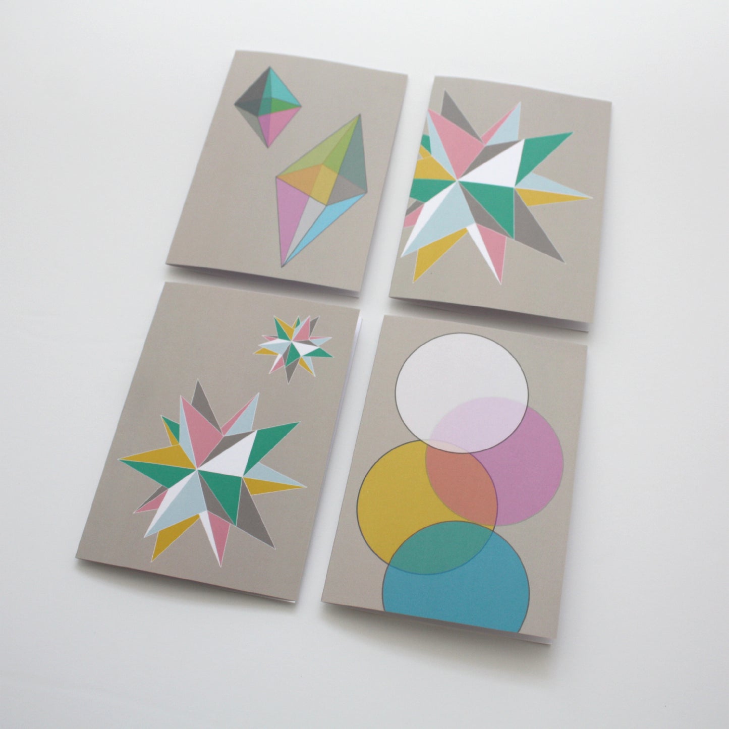 Geometric Pastel Greeting Cards, Pack of 4