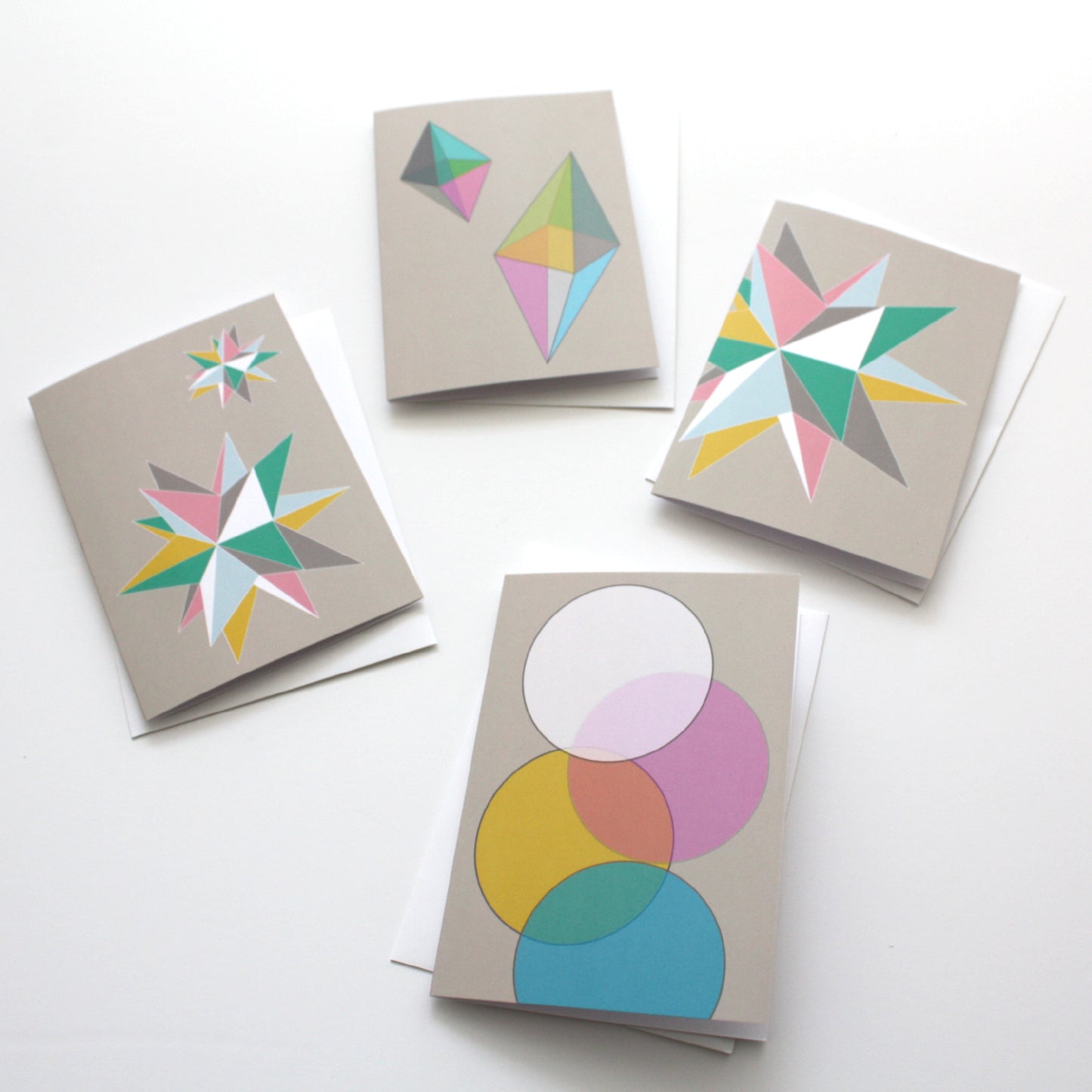 Geometric Pastel Greeting Cards, Pack of 4