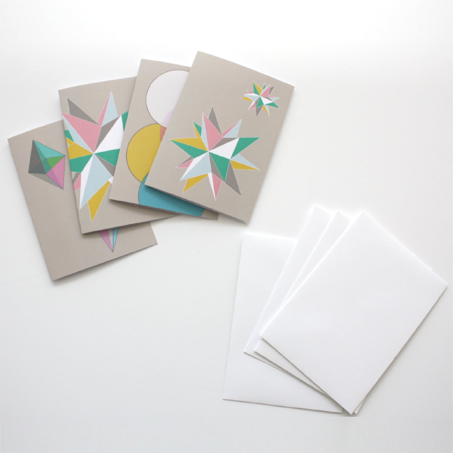 Geometric Pastel Greeting Cards, Pack of 4