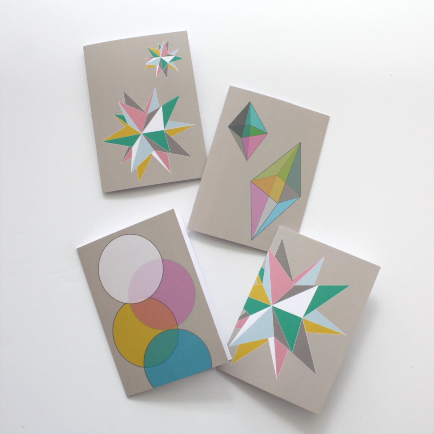 Geometric Pastel Greeting Cards, Pack of 4