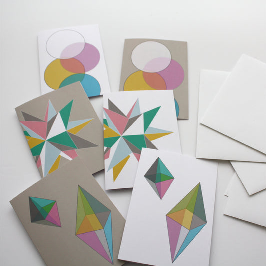 Geometric Pastel Greeting Cards, Pack of 6