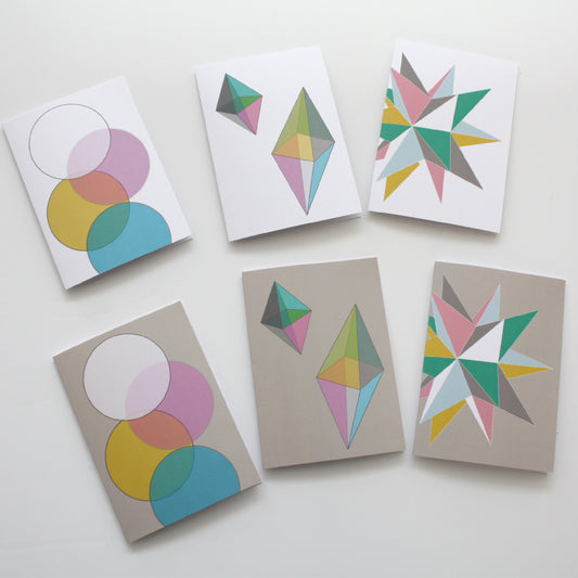 Geometric Pastel Greeting Cards, Pack of 6
