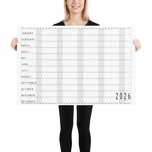 Monochrome and Minimal 2026 Wall Planner, A0 Robots