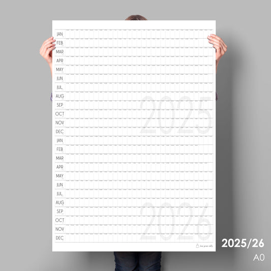 Two year wall planner, 2025 and 2026 wall calendar, A0 size
