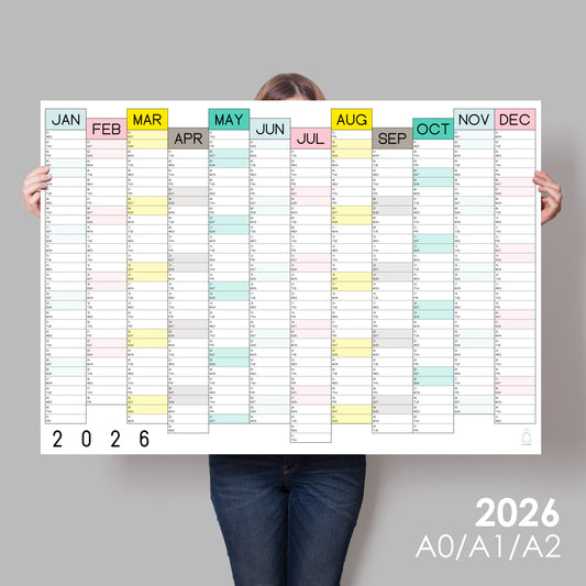 lady holding colourful wall calendar