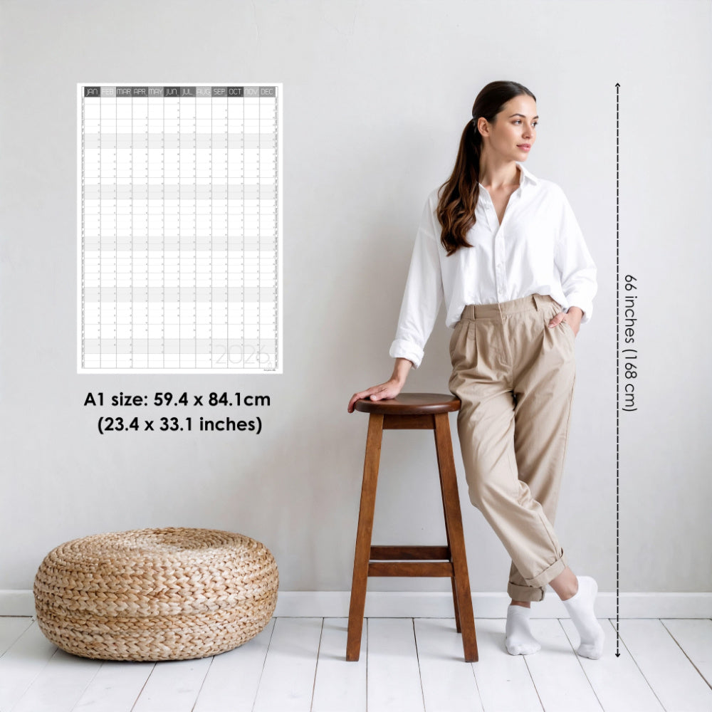 Vertical Wall Planner 2026, Whole Year View, A0