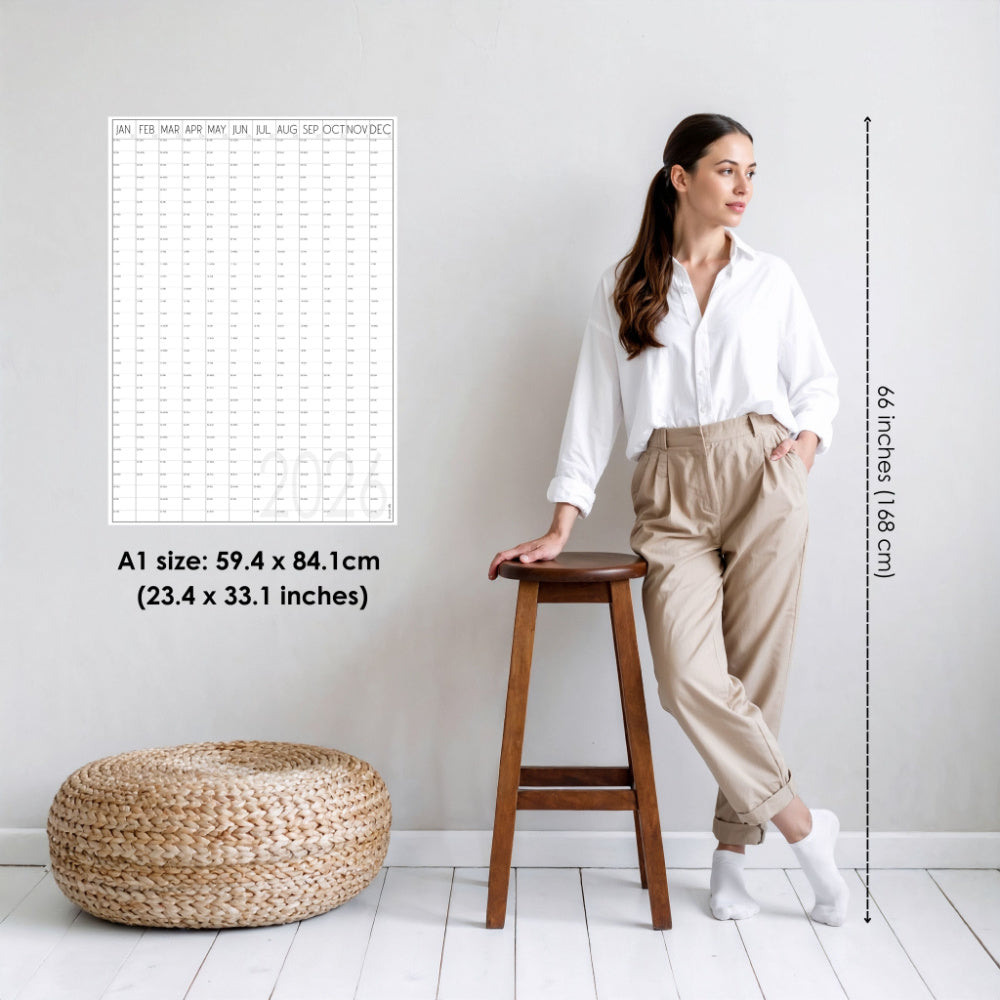 Giant vertical wall planner 2026, A0 and A1