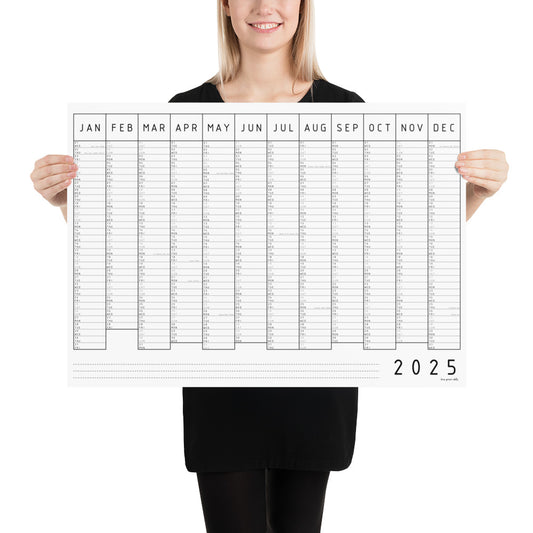 Monochrome Minimal 2025 Wall Calendar, A1 & A2 Wall Planner