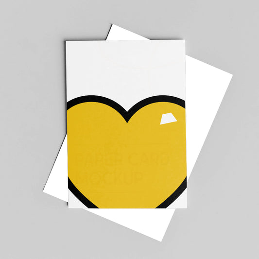 white greeting card with yellow love heart