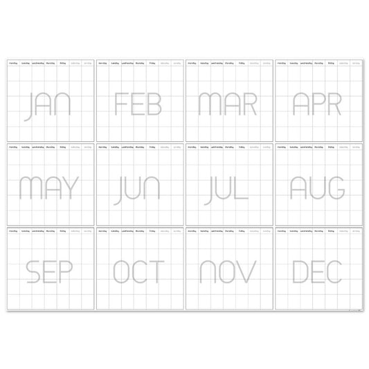giant wall calendar in a monthly grid pattern