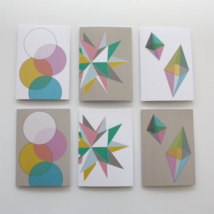 Geometric Pastel Greeting Cards, Pack of 6