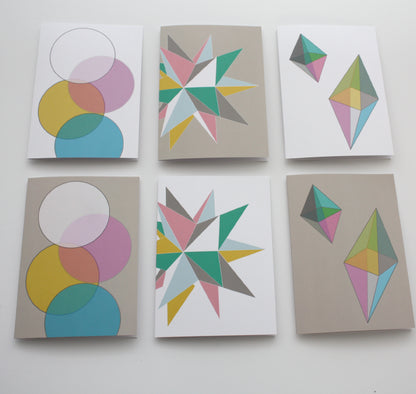 Geometric Pastel Greeting Cards, Pack of 6