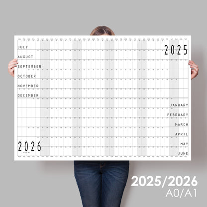 Mid Year Wall planner 2025/2026, A0 and A1