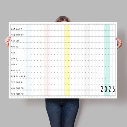 Colourful Minimalist Year Planner 2026, A0 & A1
