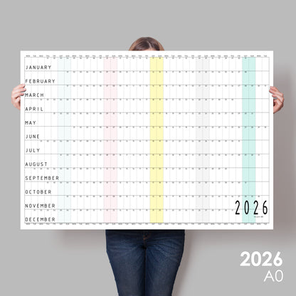 Colourful Minimalist Year Planner 2026, A0 & A1