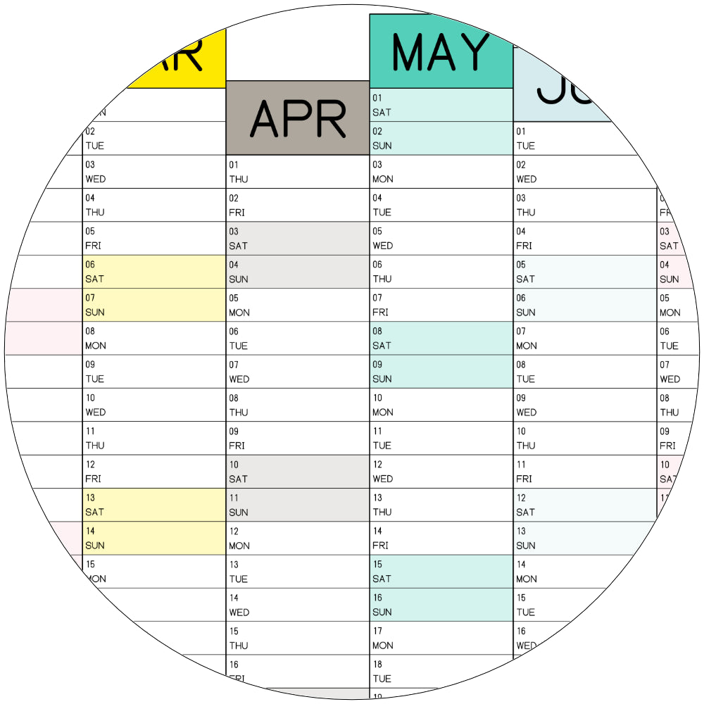 Colourful Wall Planner, 2027 Giant Calendar, One Year View