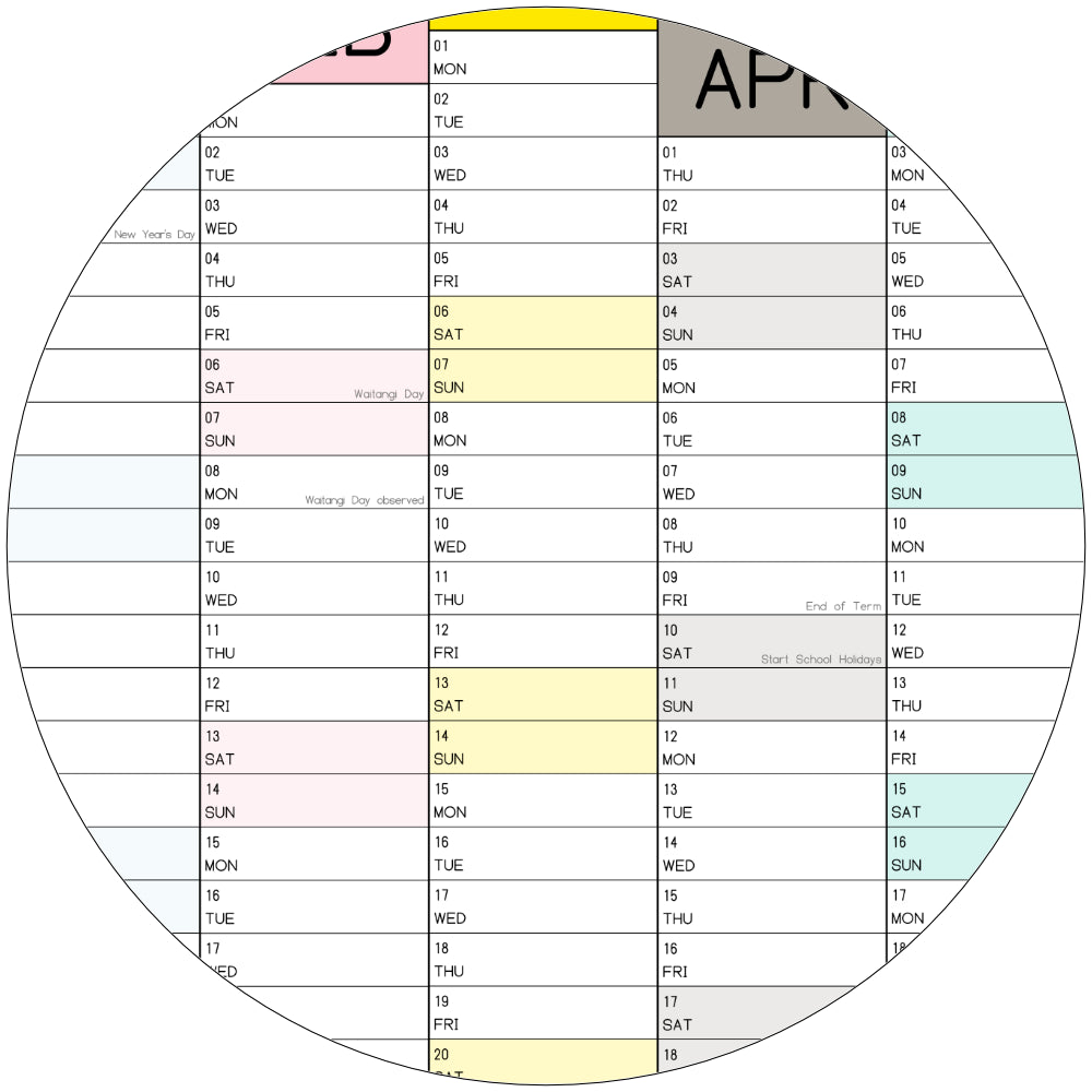 Colourful Wall Planner, 2027 Giant Calendar, One Year View
