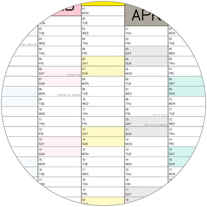 Colourful Wall Planner, 2027 Giant Calendar, One Year View