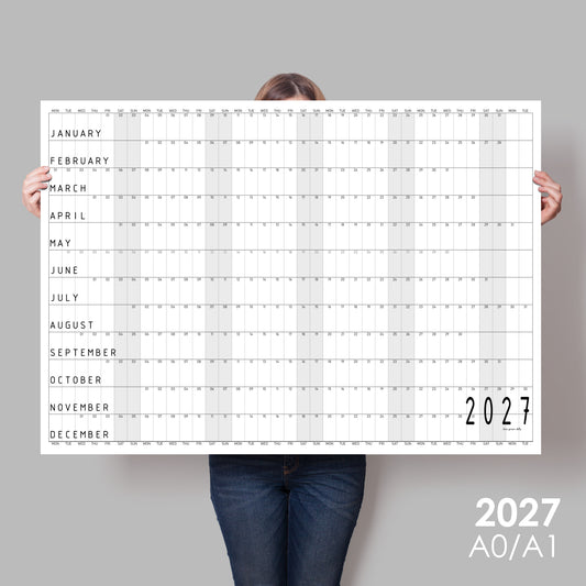 Giant Minimalist Wall Calendar 2027,  A0/A1