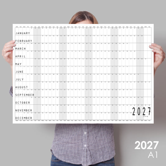 Giant Minimalist Wall Calendar 2027,  A0/A1