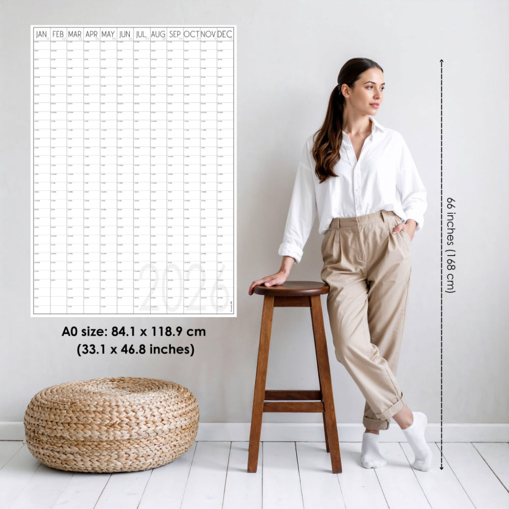 Giant vertical wall planner 2026, A0 and A1