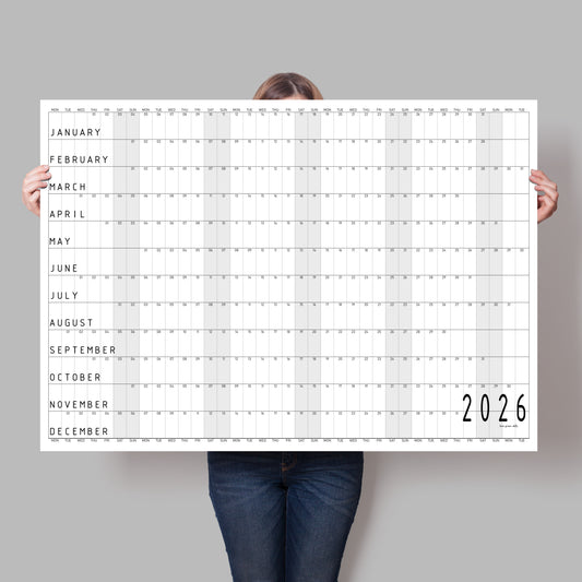 Monochrome and Minimal 2026 Wall Planner, A0 Robots
