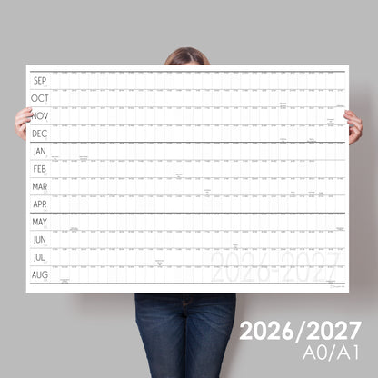 Academic Wall planner 2026 to 2027,  School Year Wall Planner,  A0 & A1