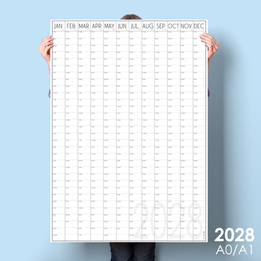 Giant Vertical Wall Planner 2028, A0 and A1