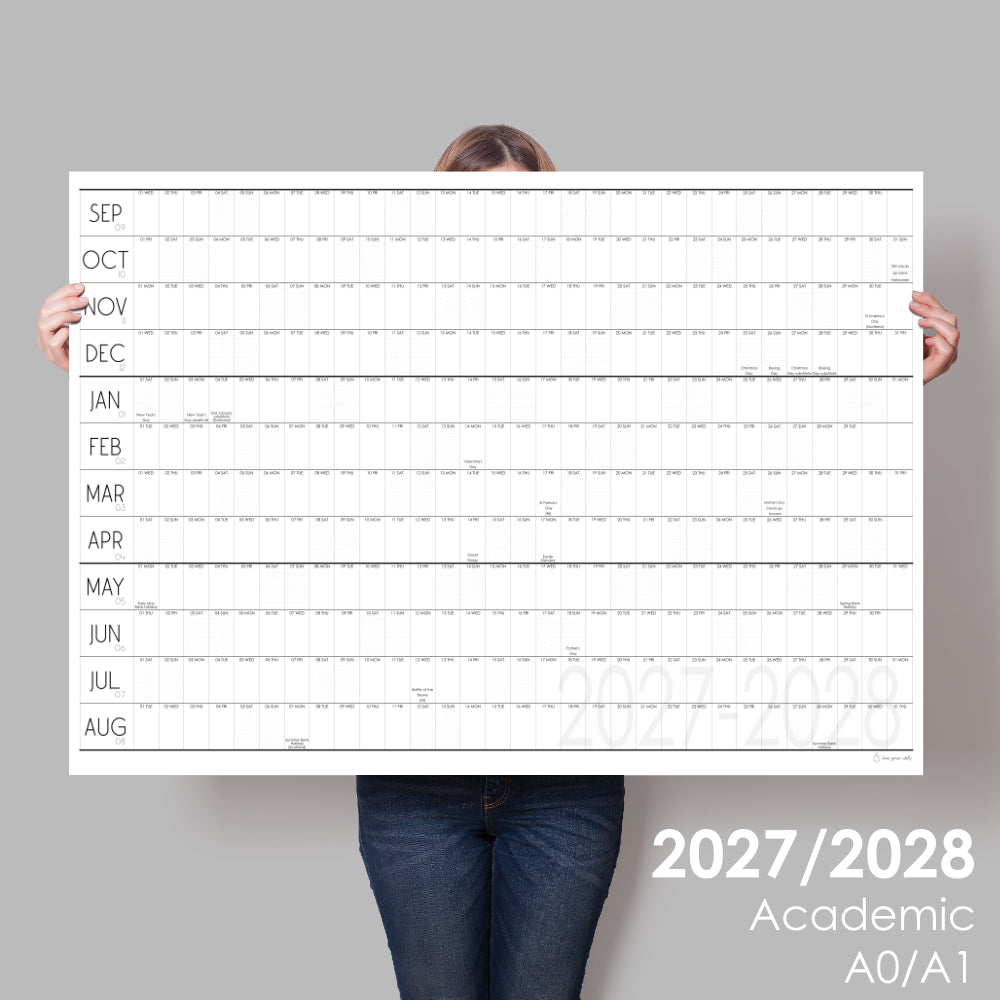 2027 to 2028 Academic Wall Planner, A0 & A1