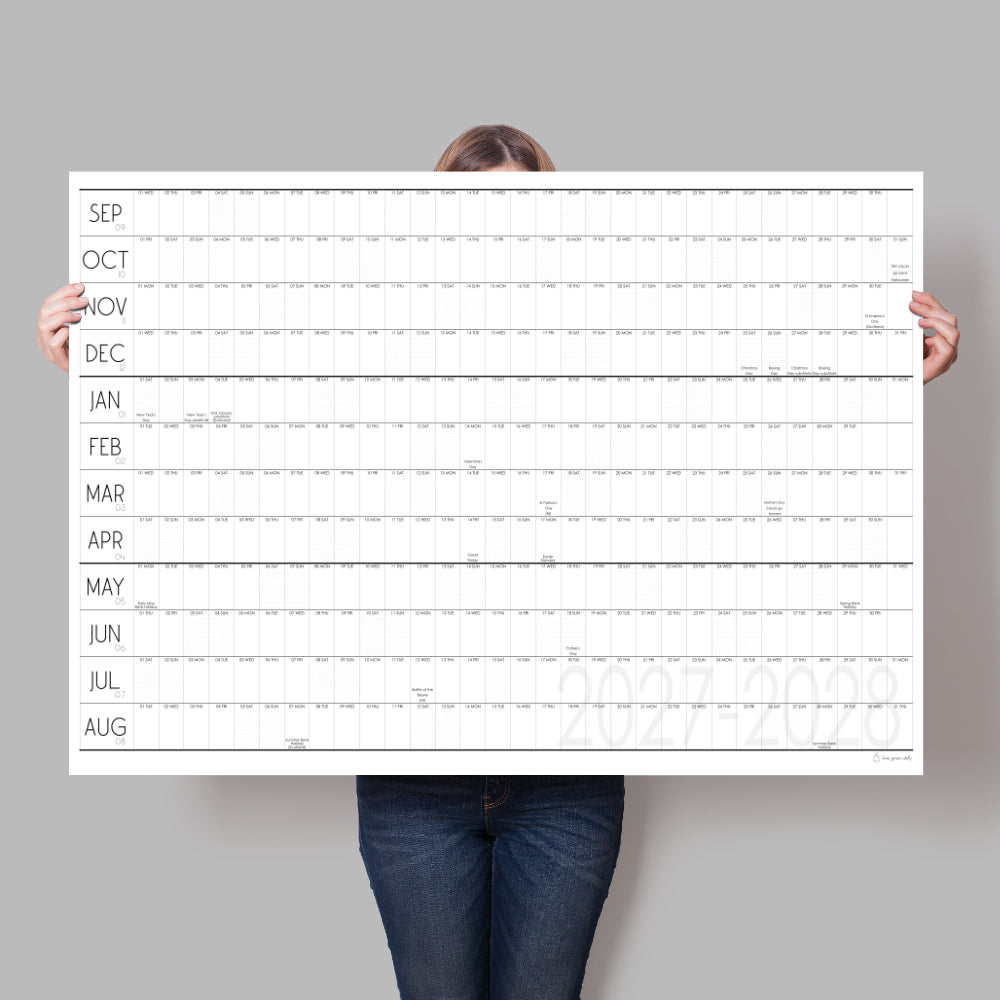 2027 to 2028 Academic Wall Planner, A0 & A1