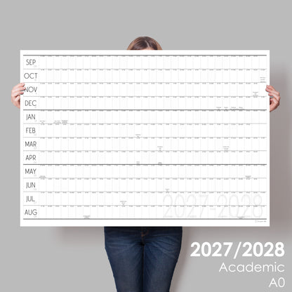 2027 to 2028 Academic Wall Planner, A0 & A1