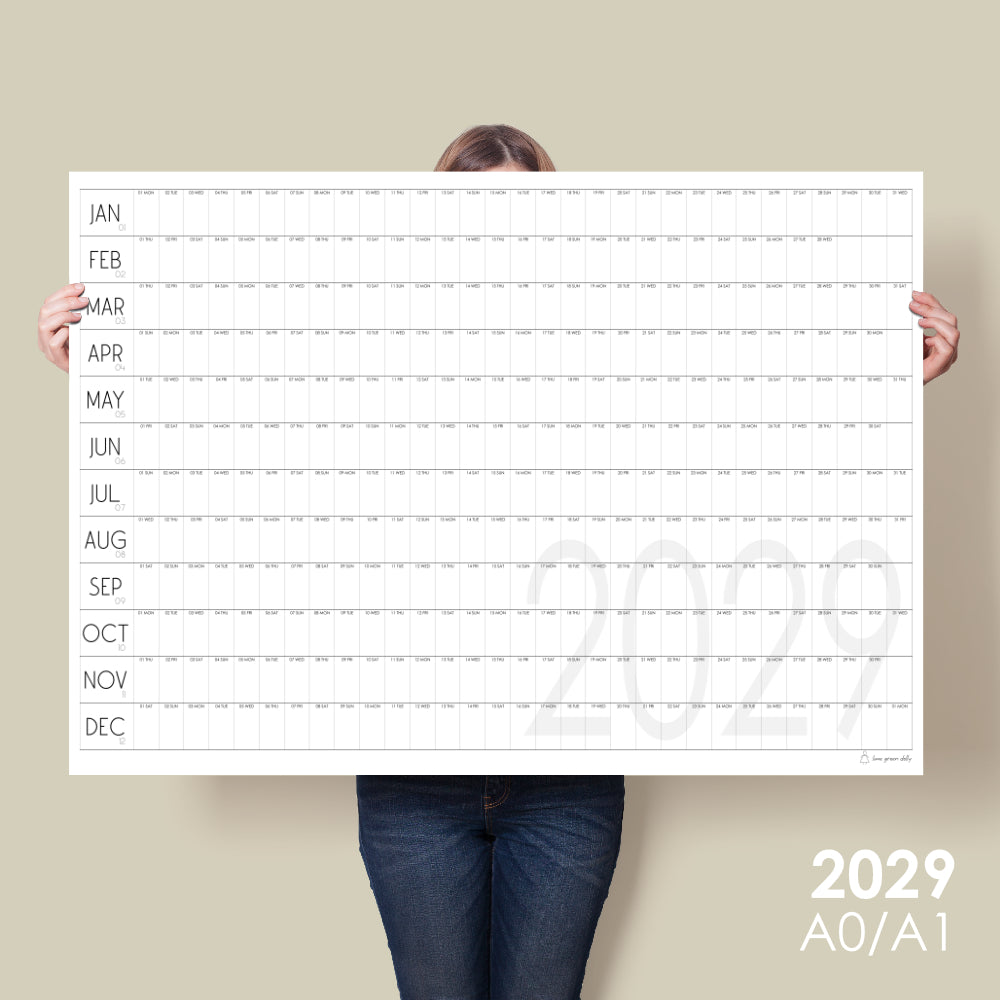 Giant Wall Calendar 2029 | A0 & A1 | DECO