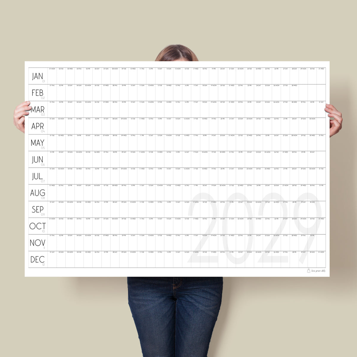 Giant Wall Calendar 2029 | A0 & A1 | DECO