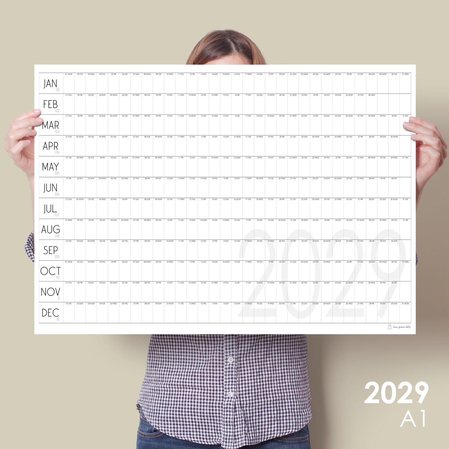 Giant Wall Calendar 2029 | A0 & A1 | DECO