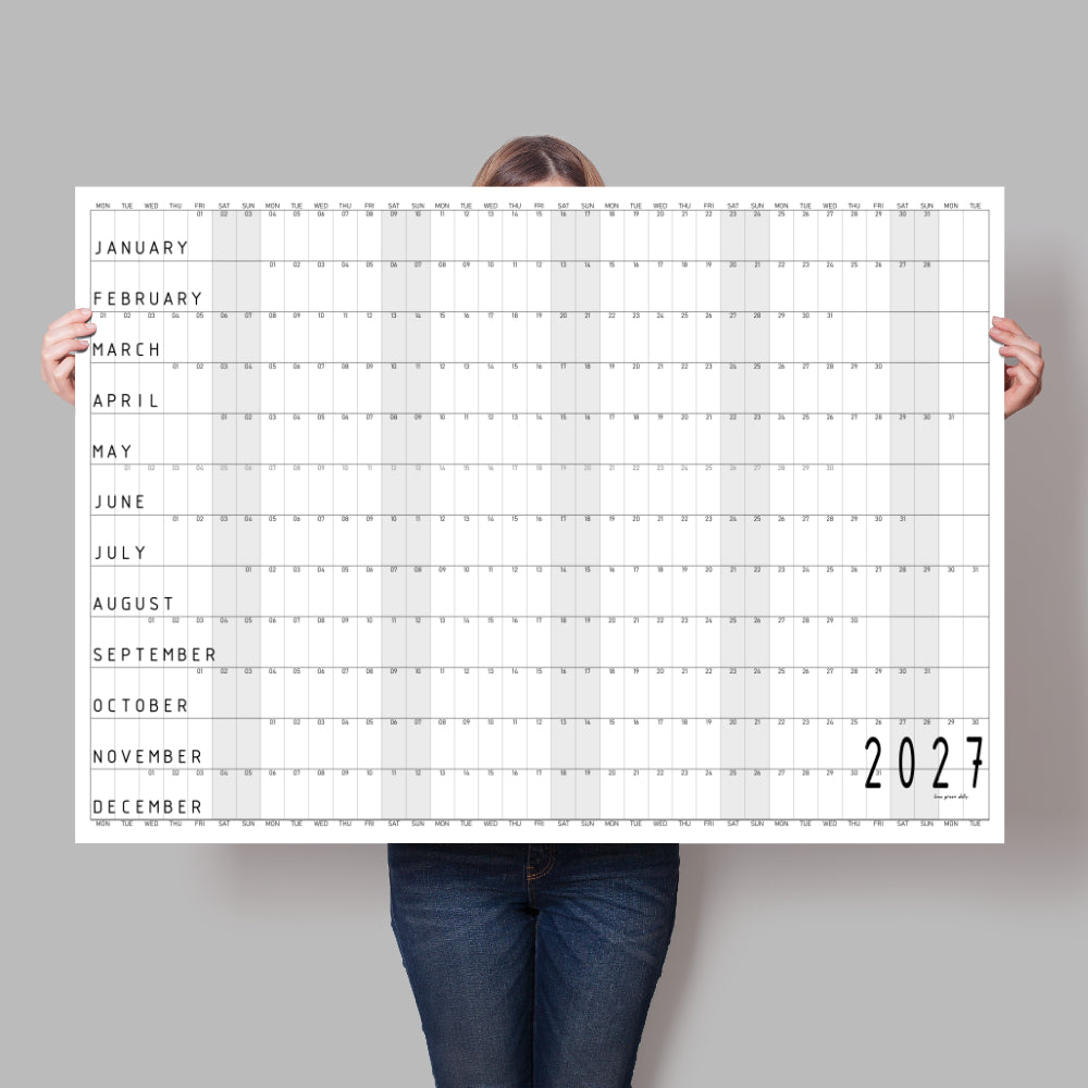Giant Minimalist Wall Calendar 2027,  A0/A1