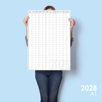 Giant Vertical Wall Planner 2028, A0 and A1