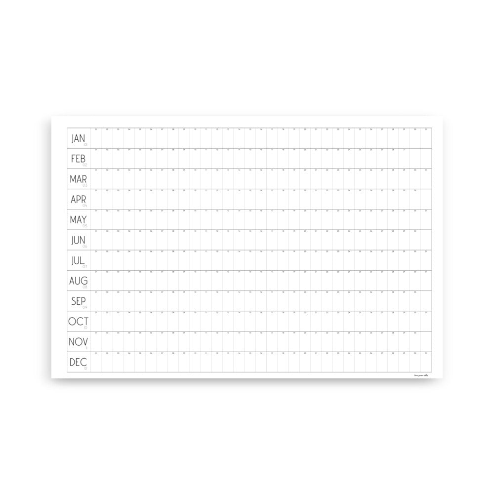 Any Year Calendar, Blank Paper Wall Planner