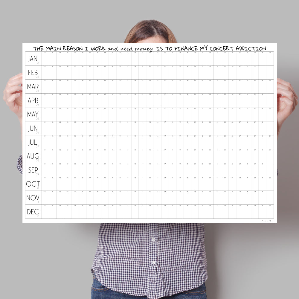 Any Year Calendar, Blank Paper Wall Planner