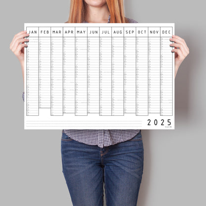 Monochrome Minimal 2025 Wall Calendar, A1 & A2 Wall Planner