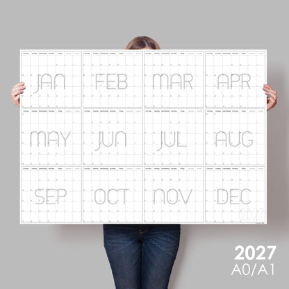 Extra Large Monthly Calendar 2027 | Year View | A0 & A1