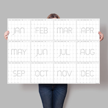 Extra Large Monthly Calendar 2027 | Year View | A0 & A1