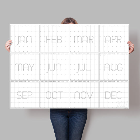 Extra Large Monthly Calendar 2027 | Year View | A0 & A1
