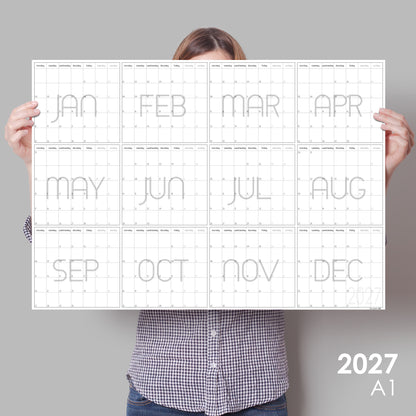 Extra Large Monthly Calendar 2027 | Year View | A0 & A1