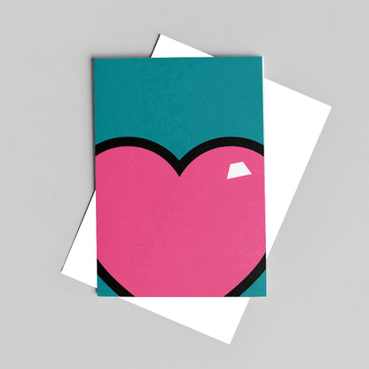 Juicy Heart Greeting Card, Turquoise and Pink, Valentine's day card, A6